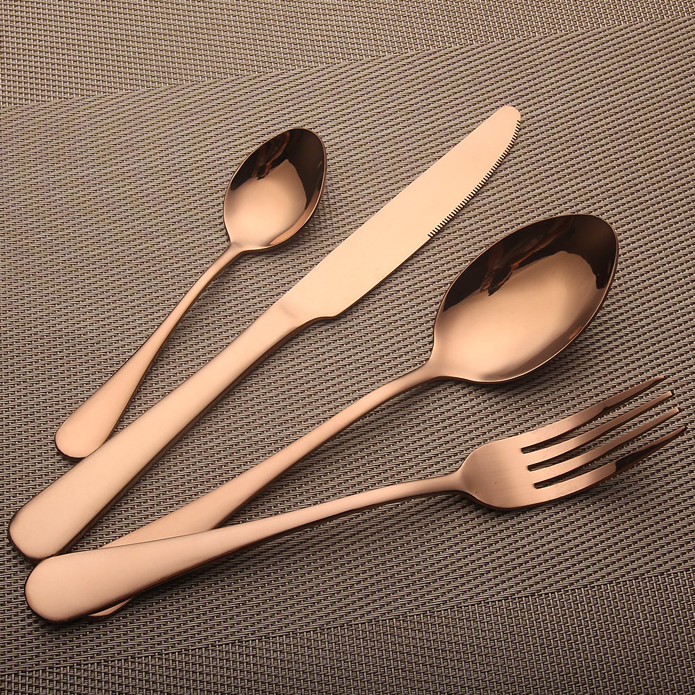 LEKOCH® 4 Pieces Simple Series Rose Gold Cutlery - lekochshop