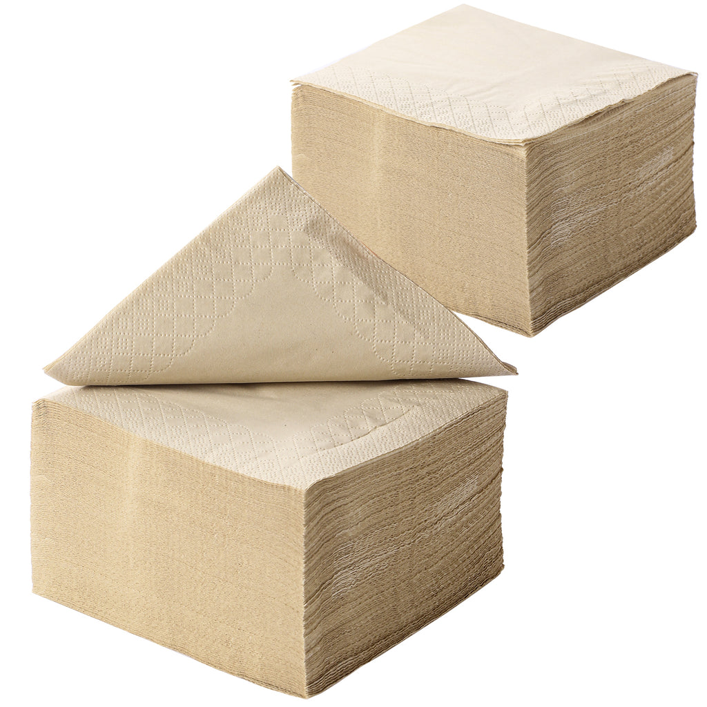 LEKOCH 200 PCS Disposable Tree Free Bamboo Cocktail Napkin 100% Compostable and Eco 2 Ply Tissue Wedding Paper Cocktail Napkins