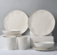 LEKOCH 8-teiliges Weiß Bambus Geschirr Set der Wave Serie, Biologisch abbaubares und umweltfreundliches Teller-Set