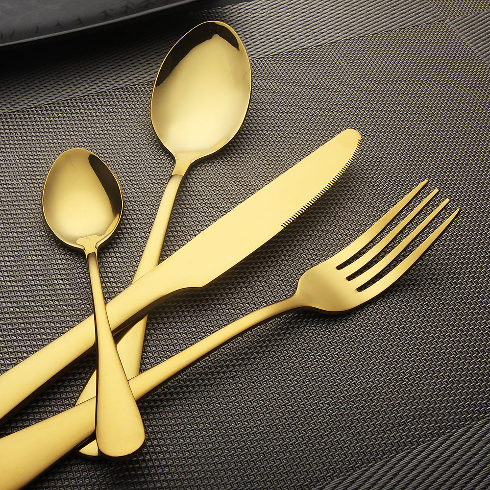 LEKOCH® 4 Pieces Simple Series Gold Cutlery - lekochshop