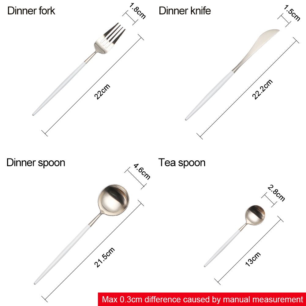 LEKOCH® 4 Pieces Classical Series Silver&White Cutlery - lekochshop