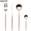 LEKOCH® 4 Pieces Classical Series Silver&Pink Cutlery
