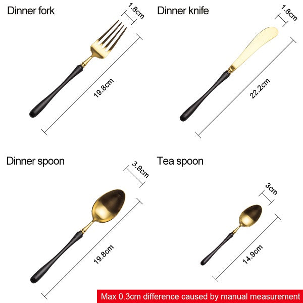 LEKOCH® 4 Pieces Luxurious Series Gold With Black Handle Cutlery - lekochshop