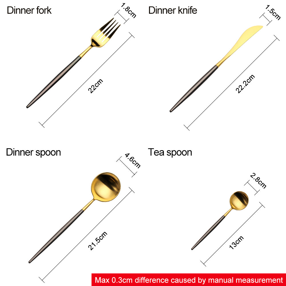 LEKOCH® 4 Pieces Classical Series Gold&Black Cutlery - lekochshop