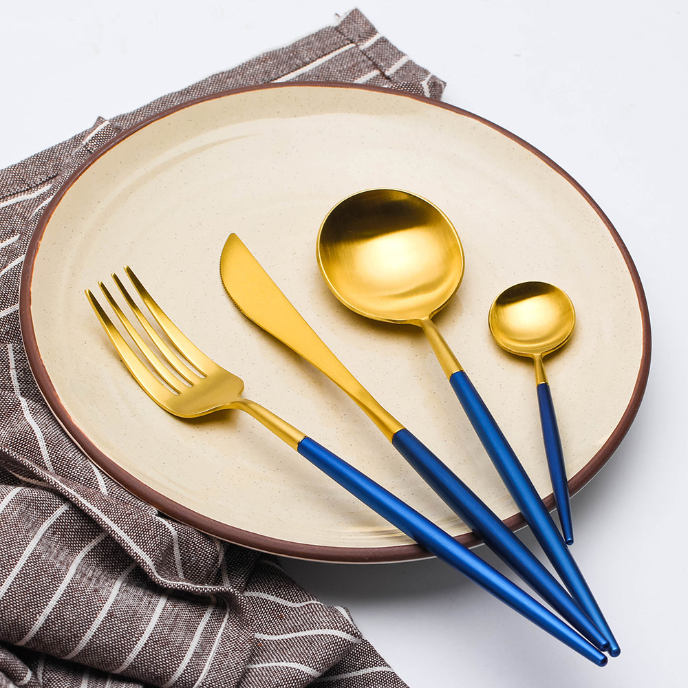 LEKOCH® 4 Pieces Classical Series Gold&Blue Cutlery - lekochshop