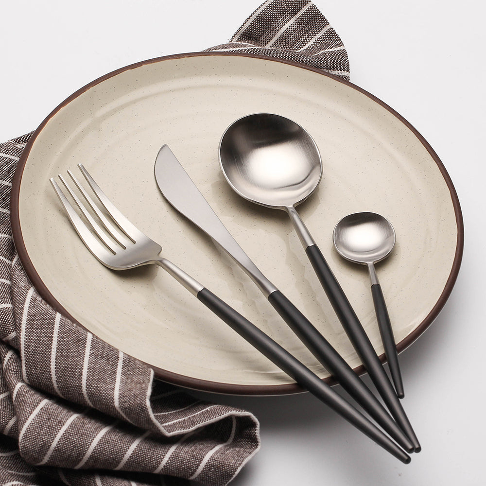 LEKOCH® 4 Pieces Classical Series Silver&Black Cutlery - lekochshop