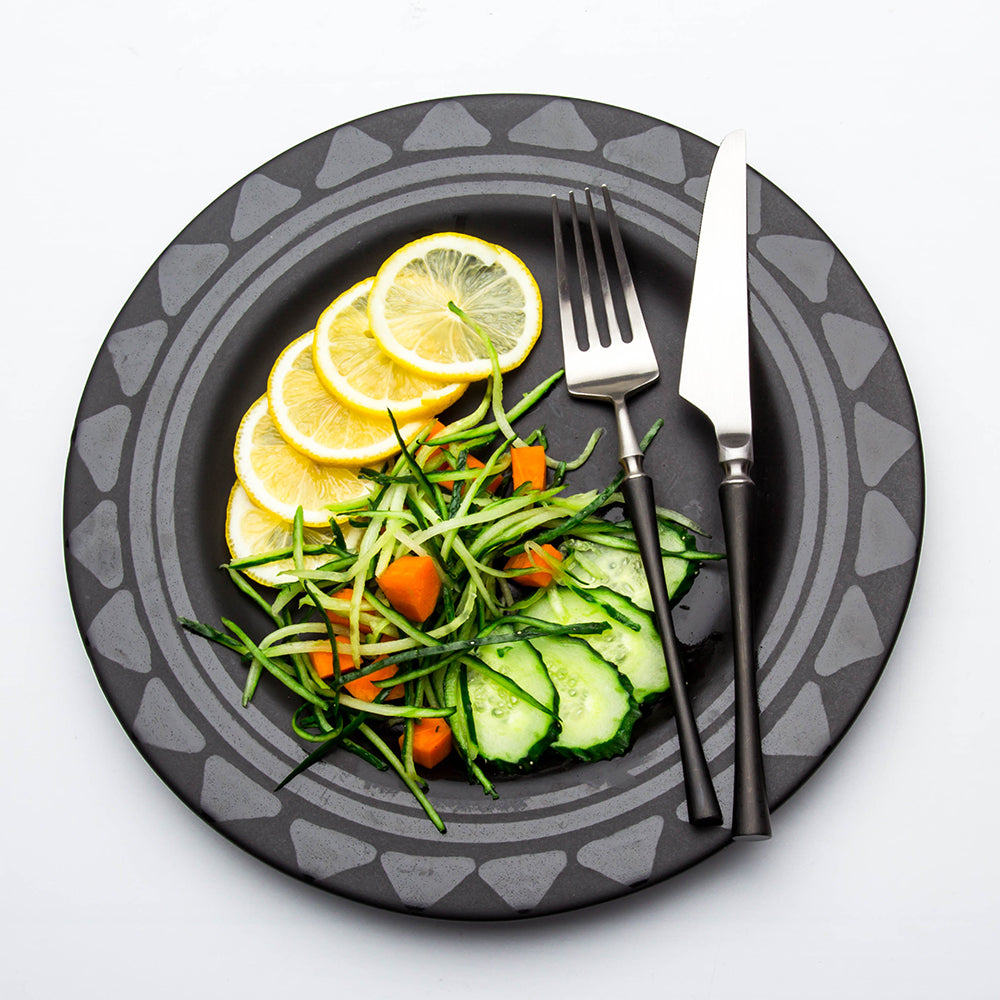 LEKOCH® 4 Pieces Azure Dragon Matte Silver With Black Cutlery Set - lekochshop