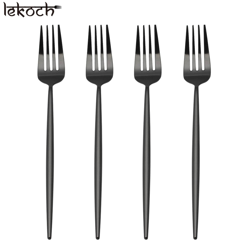Lekoch® 4pcs Stainless Steel Black Dessert Forks set - lekochshop