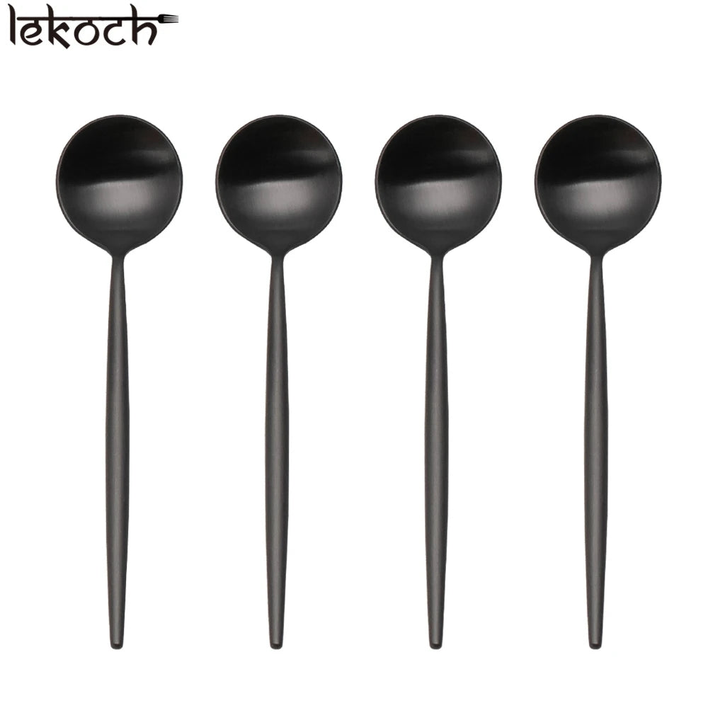 LEKOCH® 4 Pieces Classical Series Black Teaspoon - lekochshop