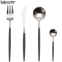 LEKOCH® 4 Pieces Classical Series Silver&Black Cutlery - lekochshop
