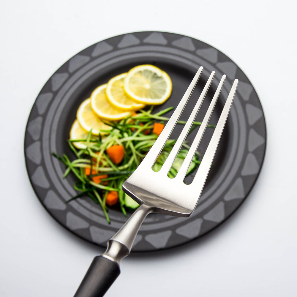 LEKOCH® 4 Pieces Azure Dragon Matte Silver With Black Cutlery Set - lekochshop