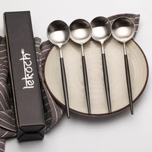 LEKOCH® 4 Pieces Classical Series Silver And Black Dinner Spoon - lekochshop
