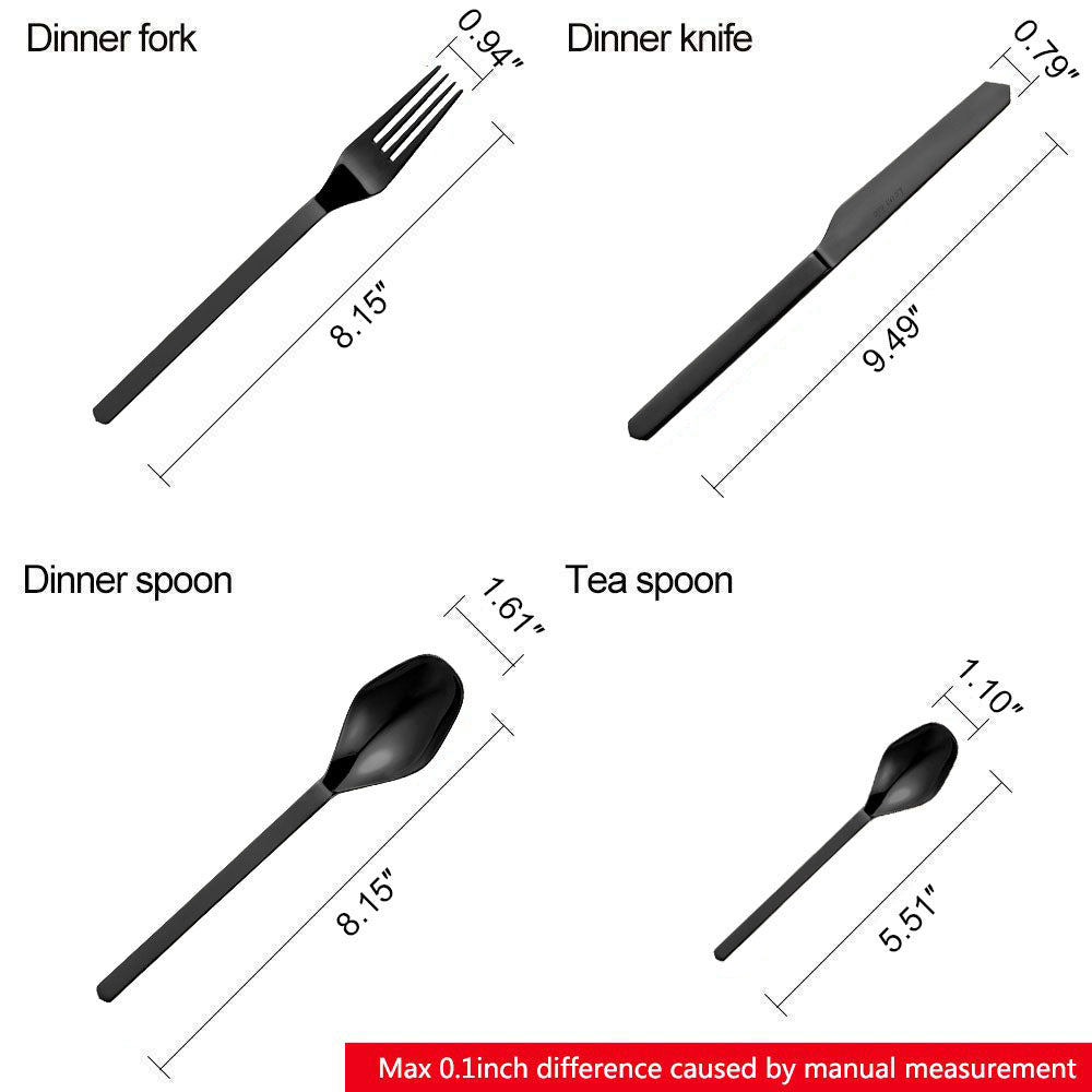LEKOCH® 24 Pieces Stainless Steel Flatware Black Cutlery Set for 6