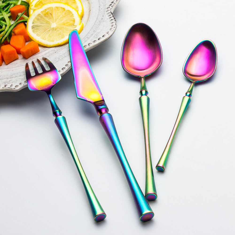 LEKOCH® 4 Pieces Azure Dragon Matte Rainbow Cutlery Set - lekochshop