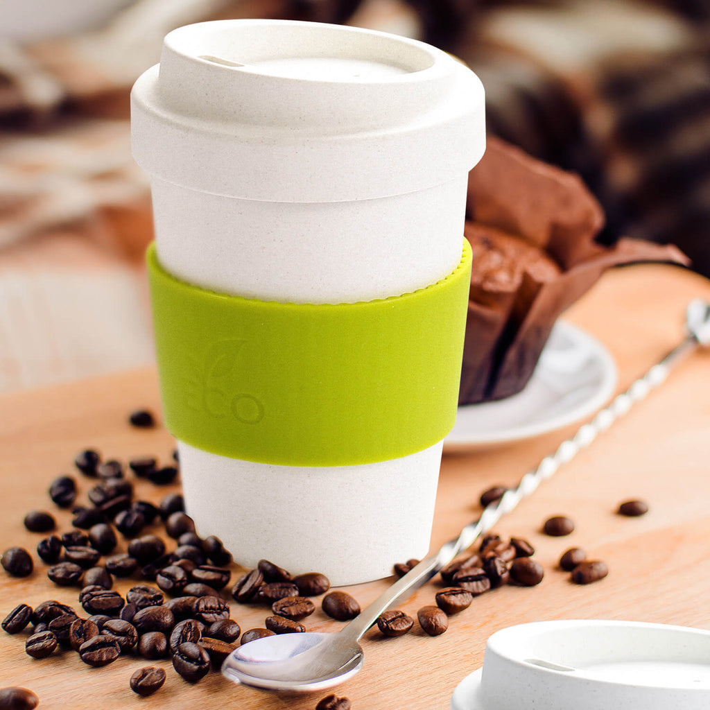 Ecoffee Cup 14oz Reusable Coffee Cup – Van Gogh Irises Design, PLA Plant-Based, Silicone Lid, Dishwasher Safe