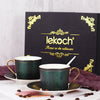 LEKOCH Tea Cups and Saucers Sets with Gift Box, Fine Dining Porcelain Coffee Cups 2 Sets
