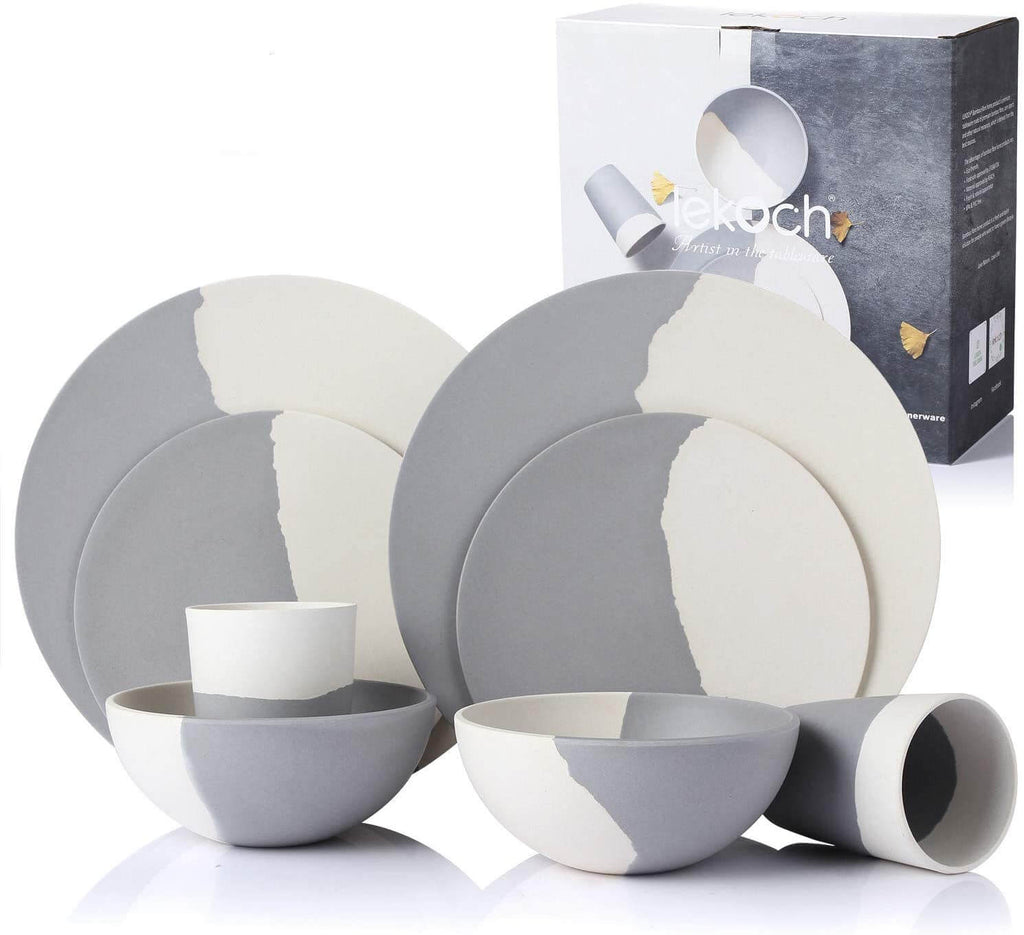 LEKOCH 8-teiliges Wiederverwendbares Bambus Geschirr Set aus der Harmo – lekochshop