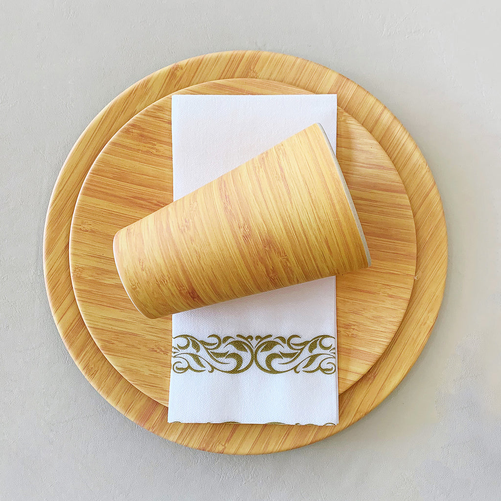 LEKOCH Lot de 200 assiettes jetables 100 % bambou 25,4 cm, couverts, s –  lekochshop