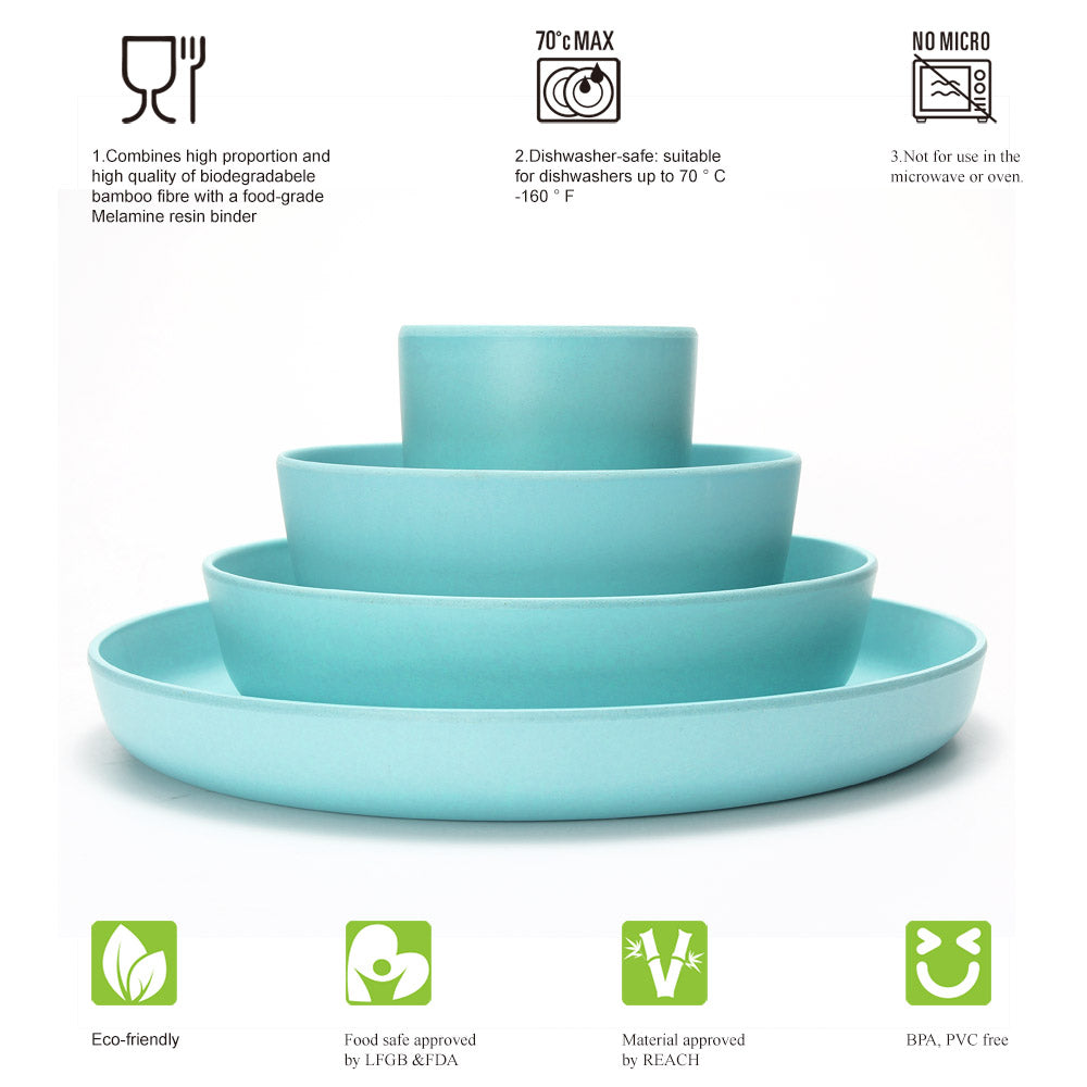 LEKOCH® Blue Eco Friendly Bamboo Fiber Dinnerware 10pcs/ 2sets - lekochshop
