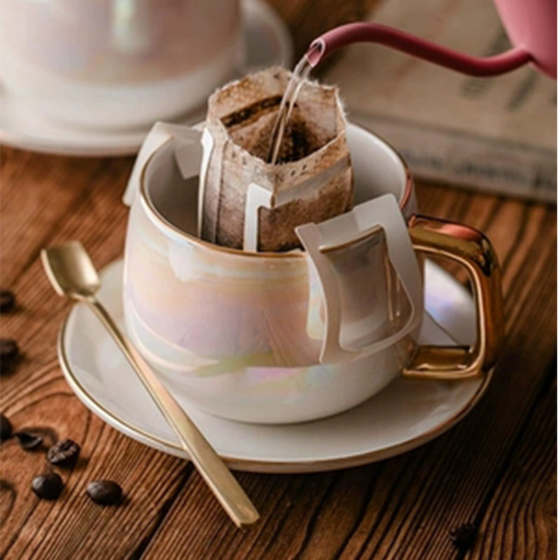 LEKOCH® Aurora Pearl Glaze Ceramic Afternoon Black Tea Cups - lekochshop