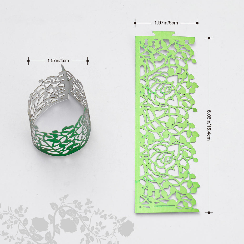 Lekoch 50pcs ronds de serviette en papier jetables Rose Flower (vert)