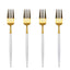 LEKOCH 7 Inches /18 cm White with Gold Stainless Steel Appetizer/Salad/Dessert Forks Set of 4