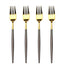 LEKOCH 7 Inches /18 cm Black with Gold Stainless Steel Appetizer/Salad/Dessert Forks Set of 4