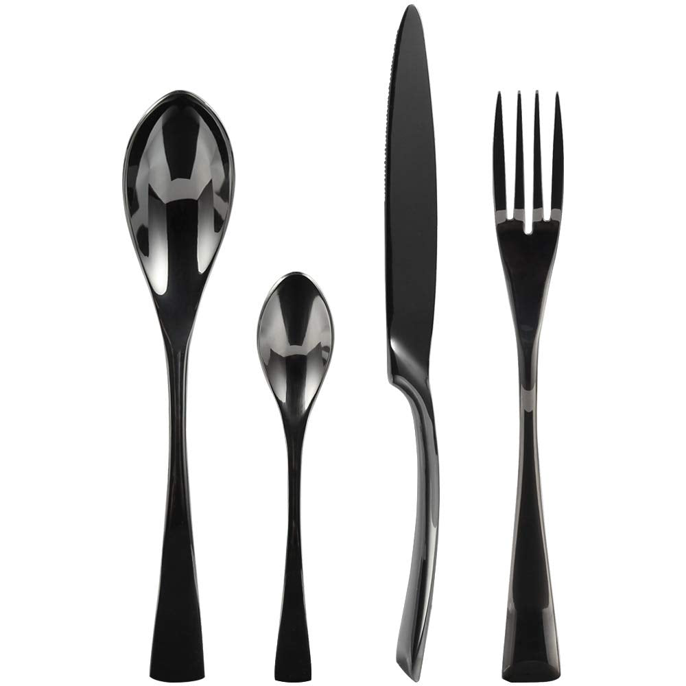 LEKOCH® 24 Pieces Stainless Steel Flatware Black Cutlery Set for 6 –  lekochshop
