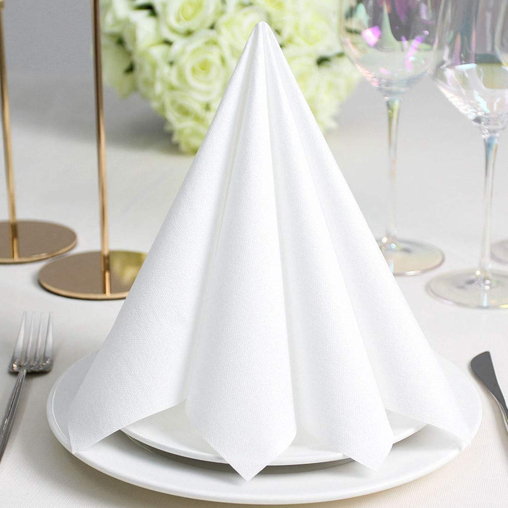 LEKOCH 50PCS Papier blanc jetable Serviettes de table, Linge Feel Airlaid  Serviette décorative Serviettes de table pour fête d’anniversaire Mariage