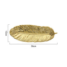 Gold Feather Shape Ceramic Plate - lekochshop