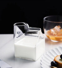 Square milk glass milk box glass mug milk box cup - lekochshop