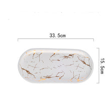 LEKOCH® European Style Marble Gold Inlay Porcelain Plates - lekochshop