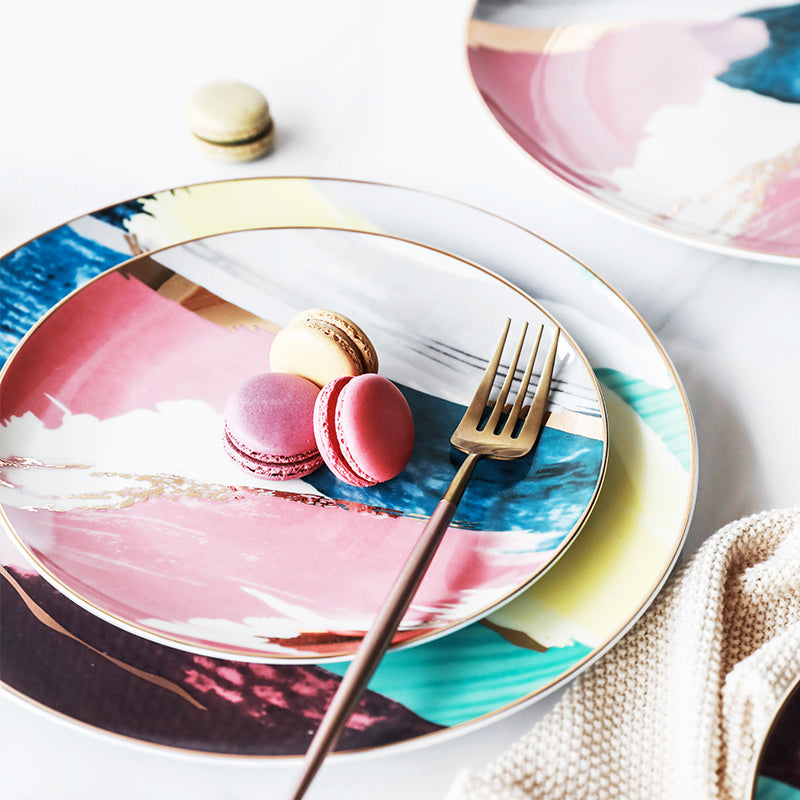 LEKOCH® 8/10 inch Dinnerware Watercolor Painting Cloud Ceramic Plate - lekochshop