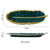 Green Banana Leaf Shape with gold rim Ceramic Plate - lekochshop