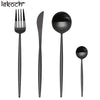 LEKOCH 8 Pieces Luxury Cutlery 18/8 Stainless Steel Matte Finish Black Silverware Set Including Fork Knife Spoons Set for 2 Person